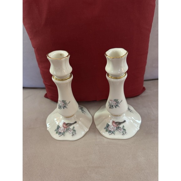 Lenox Other - Gorgeous Pair Lenox "Serenade" CenterPiece With 24K Gold Floral Candlesticks